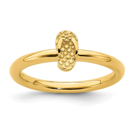 Sterling Silver Stackable Expressions Yellow-plated Flip Flop Ring | QSK1966 ,