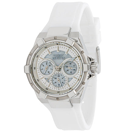 Invicta Women's Watch - Aviator Chronograph Silver Tone and White Dial Strap | 37297 ,