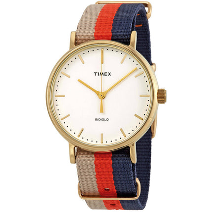 Timex Men's Watch - Weekender Fairfield Beige/Orange/Navy Nylon Strap | TW2P91600 ,