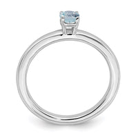 Sterling Silver Stackable Expressions Rhodium Aquamarine Ring | QSK190 ,