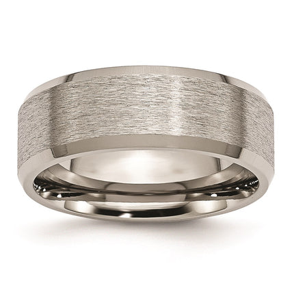 Titanium Beveled Edge 8mm Satin and Brushed Band | TB13 ,
