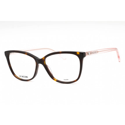 Moschino Love Women's Eyeglasses - Dark Havana Plastic Cat Eye Frame | MOL546 0086 00 ,