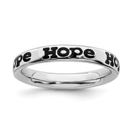 Sterling Silver Stackable Expressions Polished Enameled Hope Ring | QSK101 ,