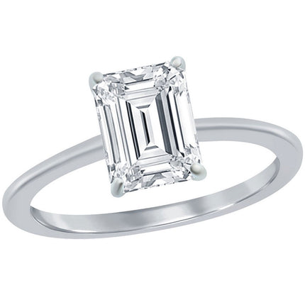 Classic Women's 4-Prong 8mm Emerald-Cut CZ Ring - W-2850 ,