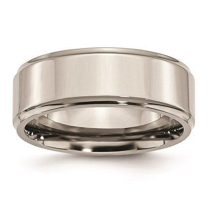 Titanium Ridged Edge 8mm Polished Band | TB36 ,