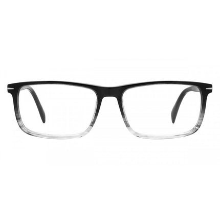 David Beckham Men's Eyeglasses - Black Horn Acetate Rectangular Frame | DB-1019 037N ,