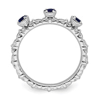Sterling Silver Stackable Expressions Created Sapphire Three Stone Ring | QSK1596 ,