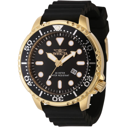 Invicta Men's Watch - Pro Diver Quartz Yellow Gold Case Black Silicone Strap | 44835 ,