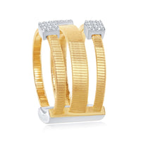 Sterling Silver Designer CZ Ring Bonded with 14K Gold, Size 8 ,