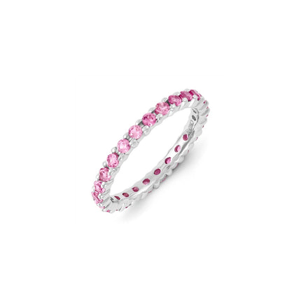Sterling Silver Stackable Expressions Created Pink Sapphire Ring | QSK1212 ,