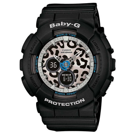 Casio Women's Baby-G Leopard Print Dial World Time Black Resin Ana-Digi Watch | BA120LP-1A ,