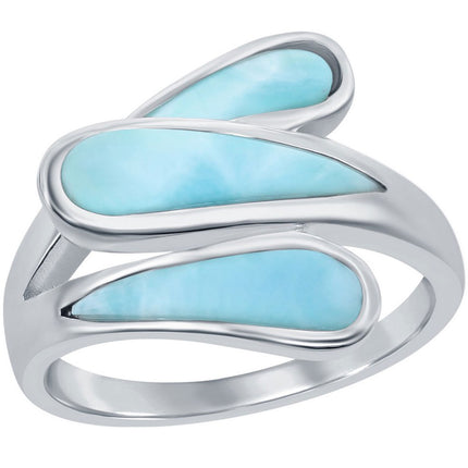 Women's Ring - Silver Triple Bypass Larimar, Size 9 | W-2684-9 ,