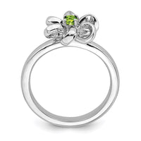 Sterling Silver Stackable Expressions Polished Peridot Flower Ring | QSK114 ,