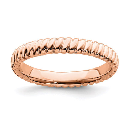 Sterling Silver Stackable Expressions Pink-plated Ring | QSK268 ,