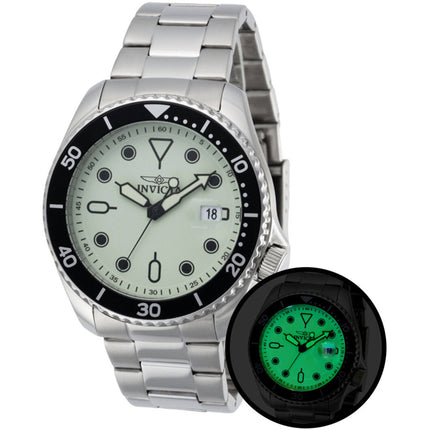Invicta Men's Watch - Pro Diver Quartz Luminous Green Dial Steel Bracelet | 47305 ,