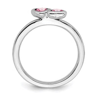 Sterling Silver Stackable Expressions Pink Tourmaline Double Heart Ring | QSK407 ,