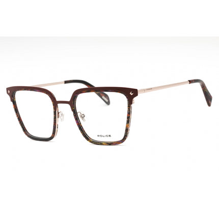 Police Men's Eyeglasses - Striped Brown Plastic Cat Eye Full Rim Frame | VPLG25 0K99 ,