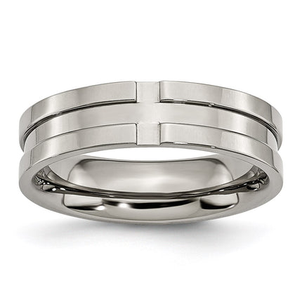 Titanium Grooved 6mm Polished Band | TB165 ,