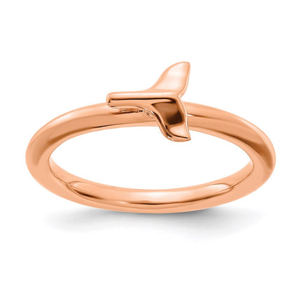 Sterling Silver Stackable Expressions Rose Gold-plated Whale Tail Ring | QSK2042 ,