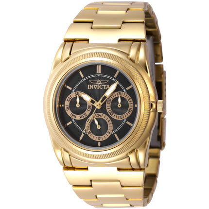 Invicta Women's Watch - Slim Day-Date Black Dial Yellow Gold Steel Bracelet | 46268 ,