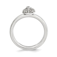 Sterling Silver Stackable Expressions Polished Diamond Heart Lock Ring | QSK651 ,
