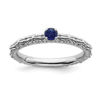 Sterling Silver Stackable Expressions Created Sapphire Single Stone Ring | QSK1590 ,