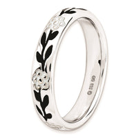 Sterling Silver Stackable Expressions Polished Enameled Flower Ring | QSK106 ,