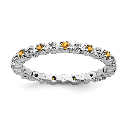 Sterling Silver Stackable Expressions Citrine & Diamond Ring | QSK542 ,