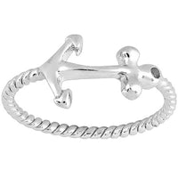 Classic Women's Anchor with Twisted Design Ring - W-9822 ,