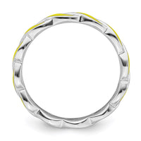 Sterling Silver Stackable Expressions Yellow Enamel Ring | QSK1510 ,