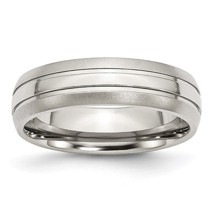 Stainless Steel Grooved 6mm Brushed and Polished Band | SR93 ,