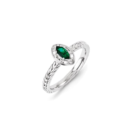 Sterling Silver Stackable Expressions Created Emerald Ring | QSK1125 ,
