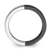 Sterling Silver Stackable Expressions Polished Half Black/White Dia Ring | QSK662 ,