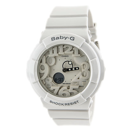 Casio Women's Baby-G White Resin Ana-Digi Black Resin Alarm World Timer Watch | BGA131-7B ,