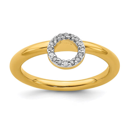 Sterling Silver Stackable Expressions Yellow-plated Halo Dia. Ring | QSK1992 ,