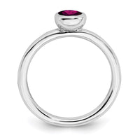 SS Stackable Expressions Low 5mm Round Rhodolite Garnet Ring | QSK513 ,