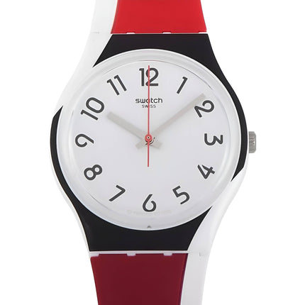 Swatch Unisex Watch - Redtwist Quartz Red and White Silicone Rubber Strap | GW208 ,