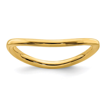 Sterling Silver Stackable Expressions Polished Gold-plate Wave Ring | QSK713 ,