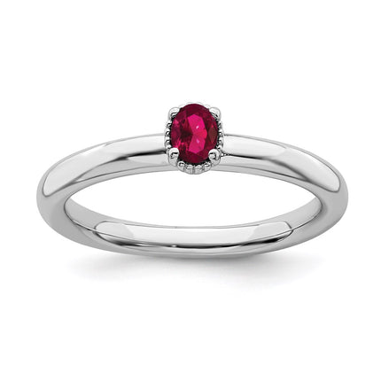 Sterling Silver Stackable Expressions Created Ruby Single Stone Ring | QSK1570 ,