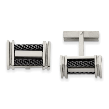 Titanium Black IP-plated Wire Cuff Links ,