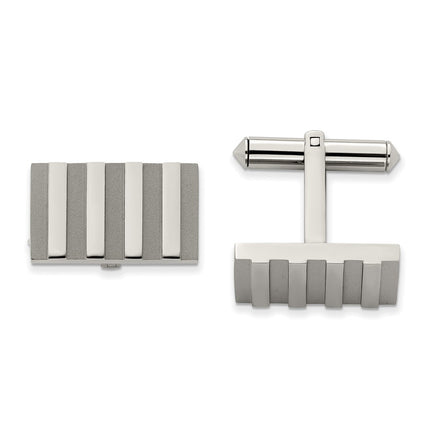 Titanium Polished and Brushed Stripes Cufflinks ,