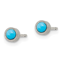 Titanium Brushed with Turquoise 4mm Stud Earrings ,