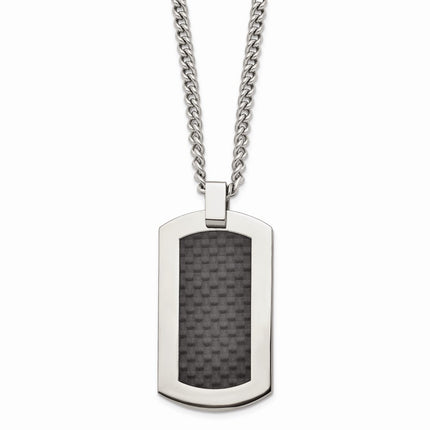 Titanium Polished w/Black Carbon Fiber Inlay 24in Necklace ,
