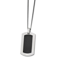 Titanium Polished w/Black Carbon Fiber Inlay 24in Necklace ,