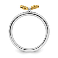 Sterling Silver & Gold Plated Stackable Expression Dia. Butterfly Ring | QSK1662 ,