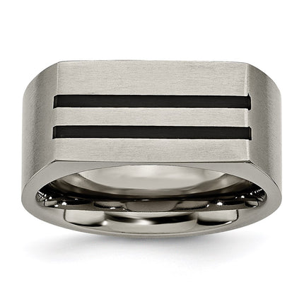 Titanium 10mm Black Enamel Stripes Brushed Band | TB250 ,