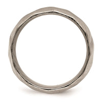 Damascus Steel Polished Faceted 7mm Band | SR679 ,