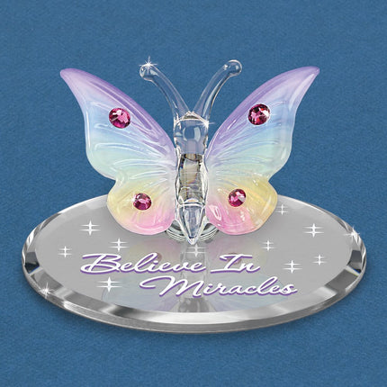 Believe in Miracles Butterfly Glass Figurine ,
