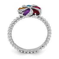 Sterling Silver Stackable Expressions Gemstone & Diamond Ring | QSK791 ,