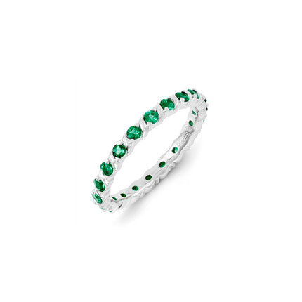 Sterling Silver Stackable Expressions Created Emerald Ring | QSK1200 ,